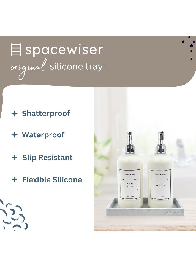 Spacewiser Countertop and Vanity Tray - Small 7.7” Silicone Tray for Soap Dispenser Bottles, Sponge Holder for Kitchen Sink Caddy Organizer, Bathroom Trays, Dish Soap Holder for Kitchen Counter, Keys - Image 2